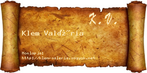 Klem Valéria névjegykártya
